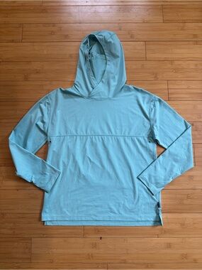 REI Light Aqua Hooded Long-Sleeve Pullover